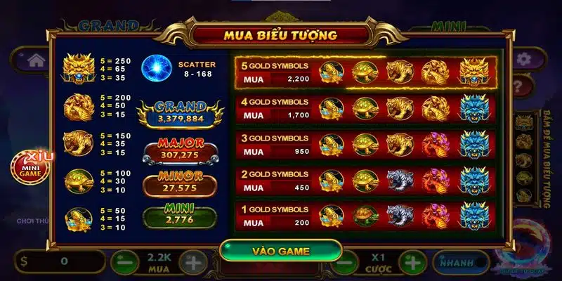 Chi tiết bảng đổi thưởng của từng biểu tượng trong game tứ linh